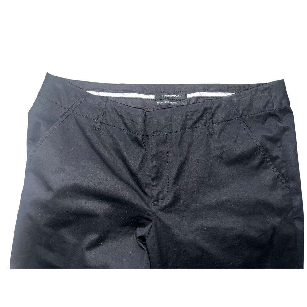 Club Monaco Black Wide Leg  Pants Sz 12 Designer Minimalist Tailored Trousers - Picture 3 of 9